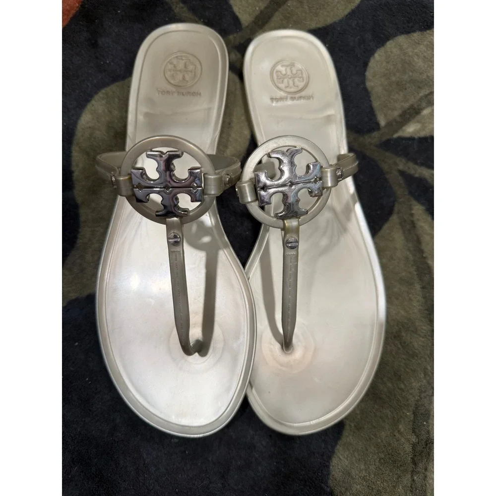 Tory Burch Miller Jelly Thong Sandals silver 51148678 Womens 9